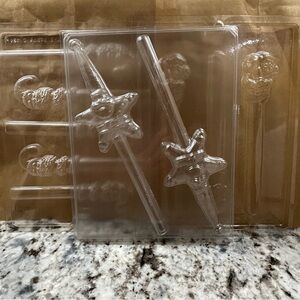 CHRISTMAS  Pretzel Rod Candy Molds Chocolate 5 Pcs 3 Designs Holiday Santa Theme